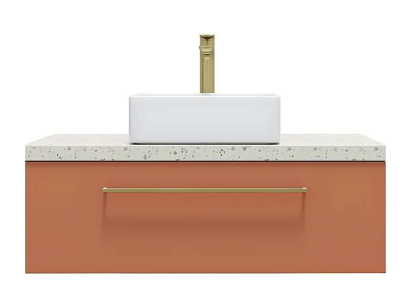 Meuble de salle de bain suspendu vasque à poser 90cm 1 tiroir Terracotta - Glasgow