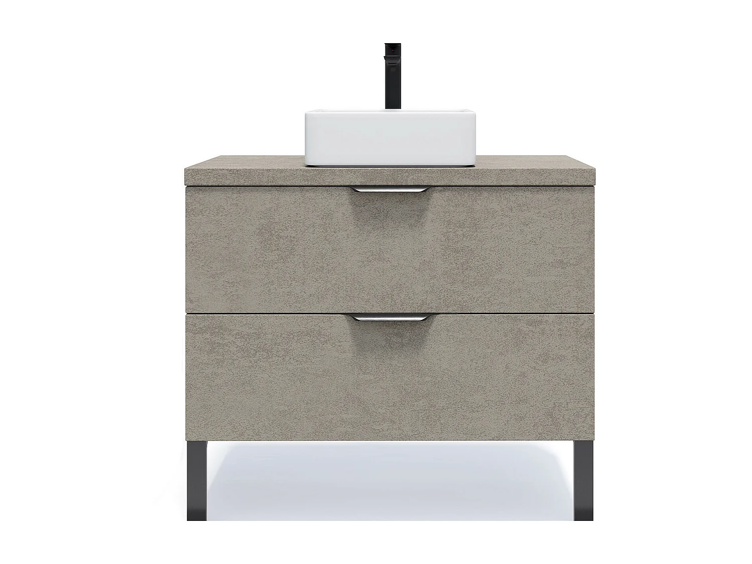 Meuble de salle de bain suspendu vasque à poser 90cm 2 tiroirs façon Béton - Venice