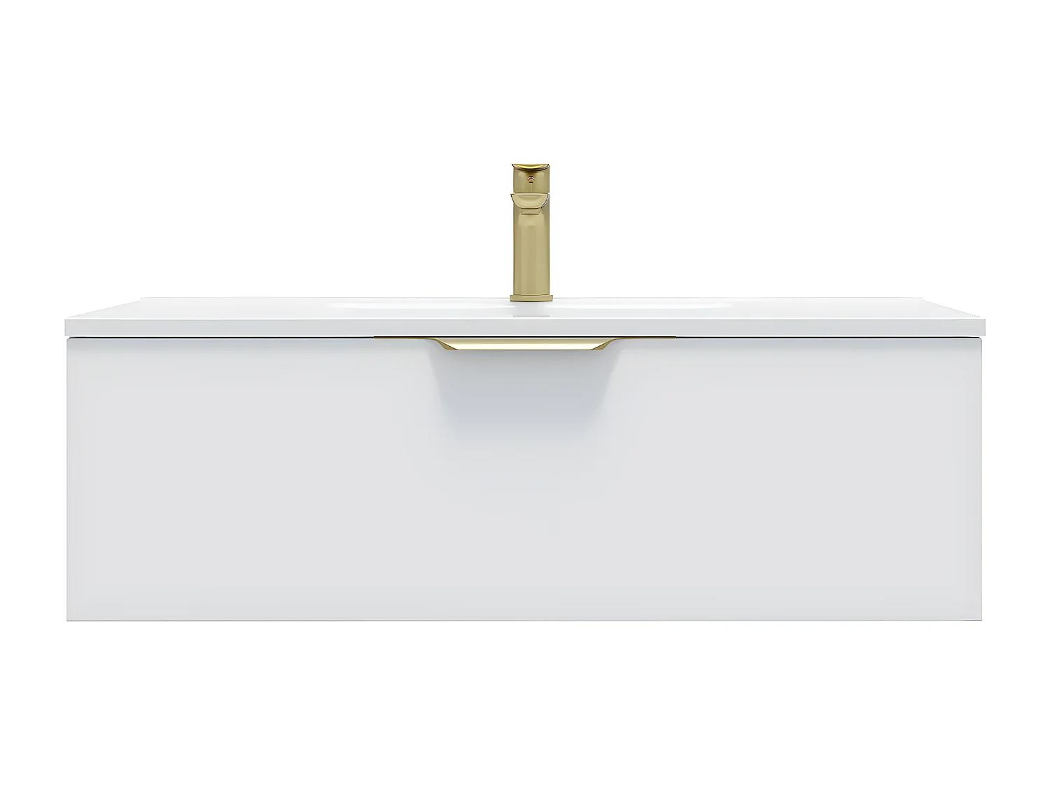 Meuble de salle de bain suspendu vasque intégrée 90cm 1 tiroir Blanc - Venice