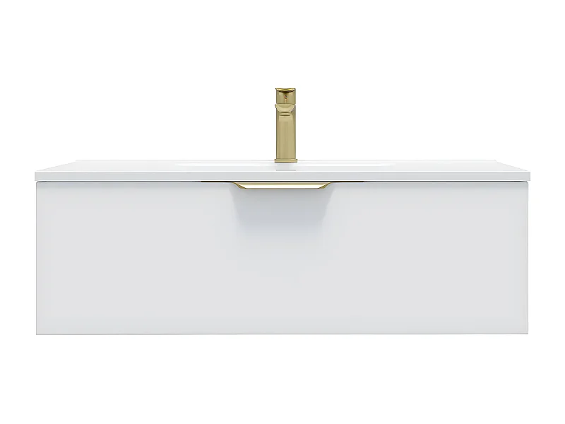 Meuble de salle de bain suspendu vasque intégrée 90cm 1 tiroir Blanc - Venice