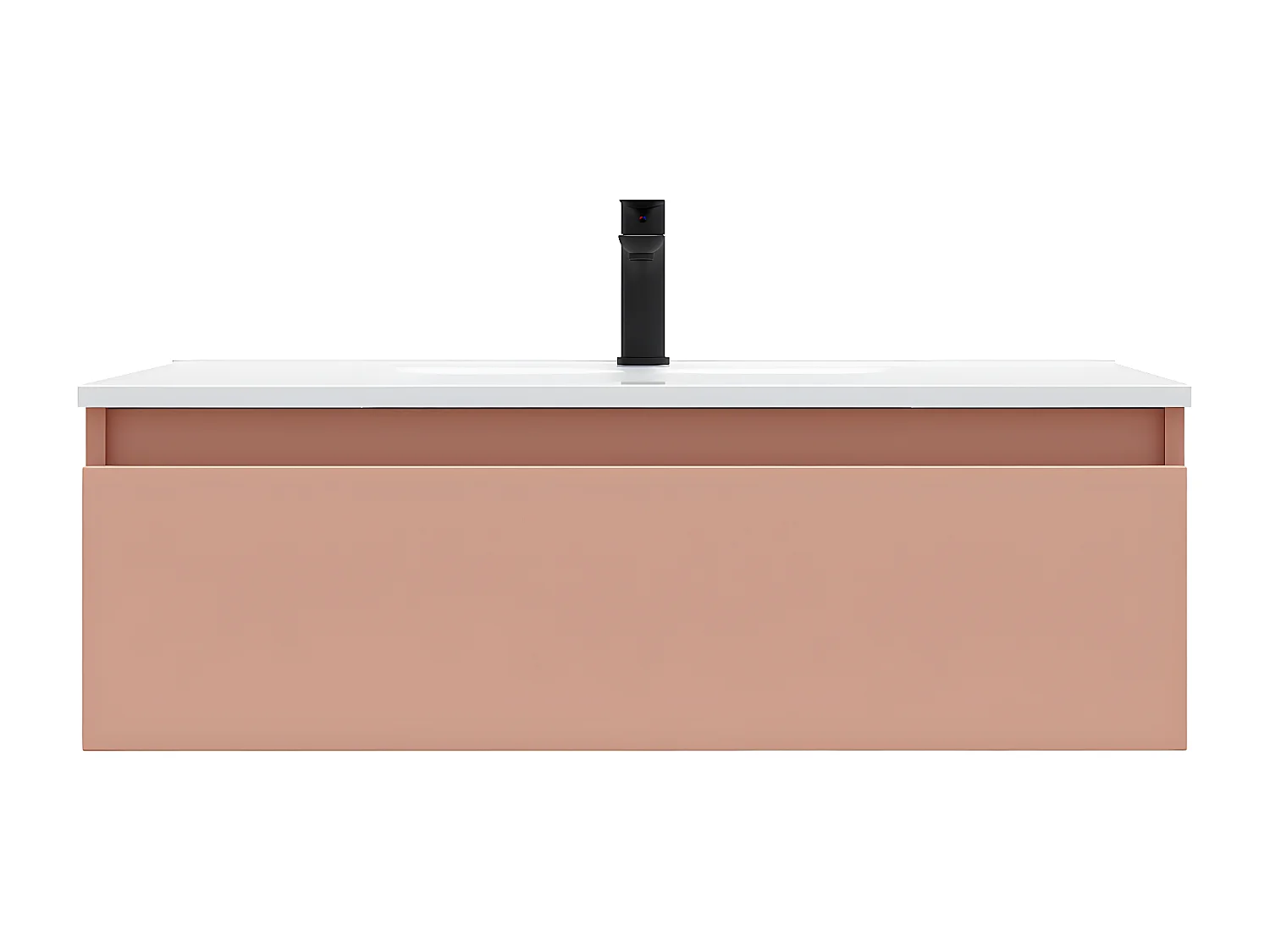 Meuble de salle de bain suspendu vasque intégrée 90cm 1 tiroir Abricot - Hudson