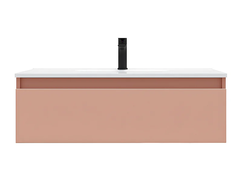 Meuble de salle de bain suspendu vasque intégrée 90cm 1 tiroir Abricot - Hudson