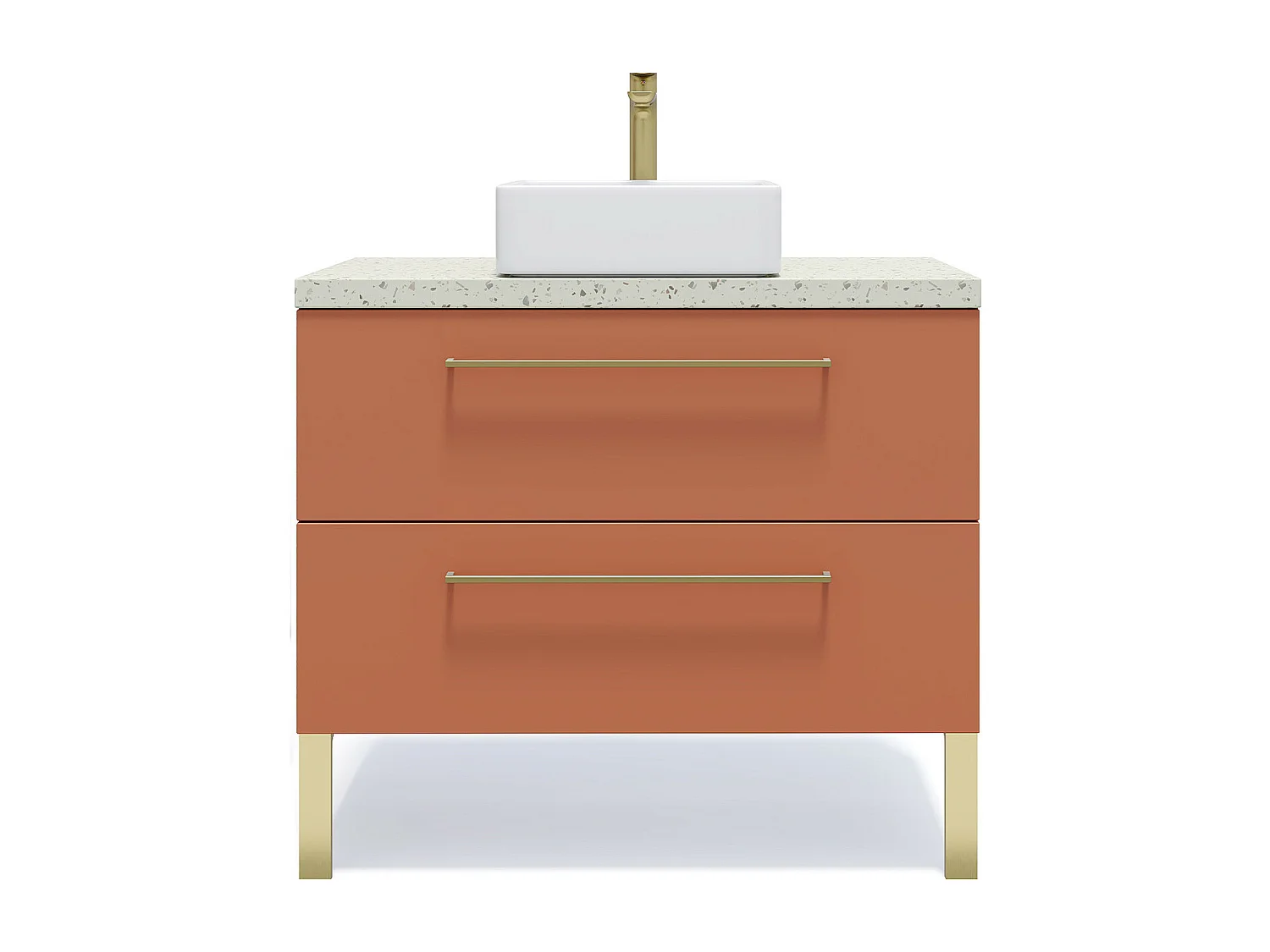 Meuble de salle de bain suspendu vasque à poser 90cm 2 tiroirs Terracotta - Glasgow