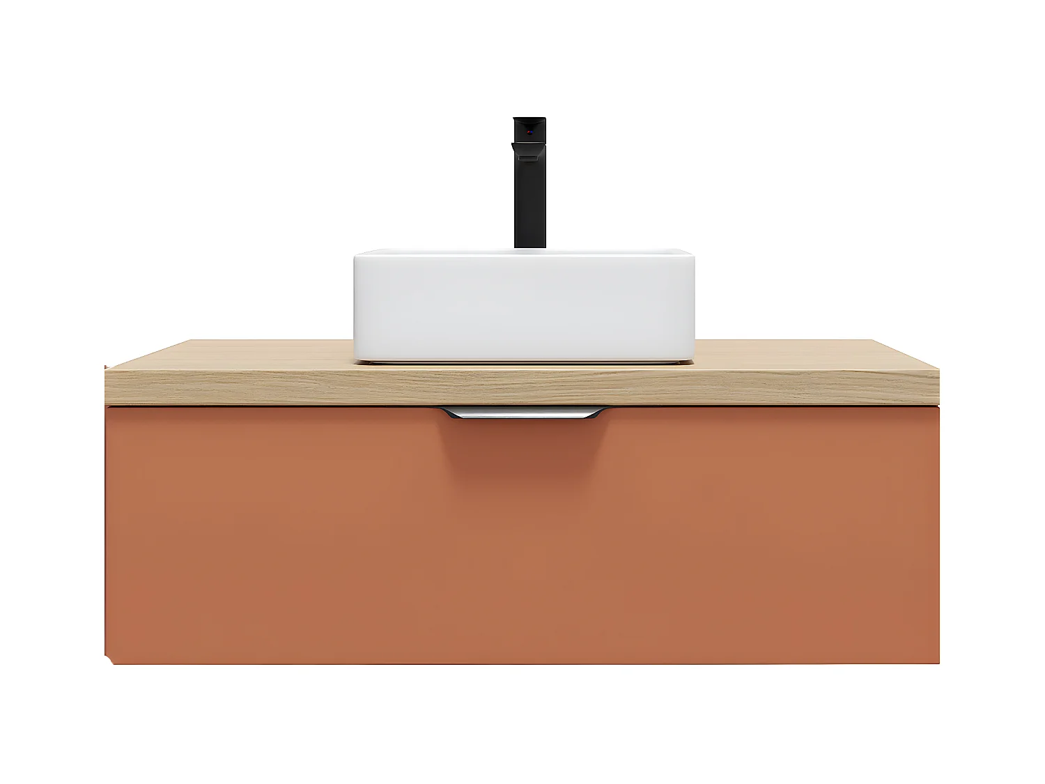 Meuble de salle de bain suspendu vasque à poser 90cm 1 tiroir Terracotta - Soho
