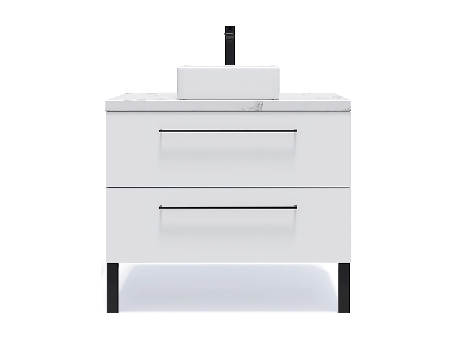 Meuble de salle de bain suspendu vasque à poser 90cm 2 tiroirs Blanc - Glasgow