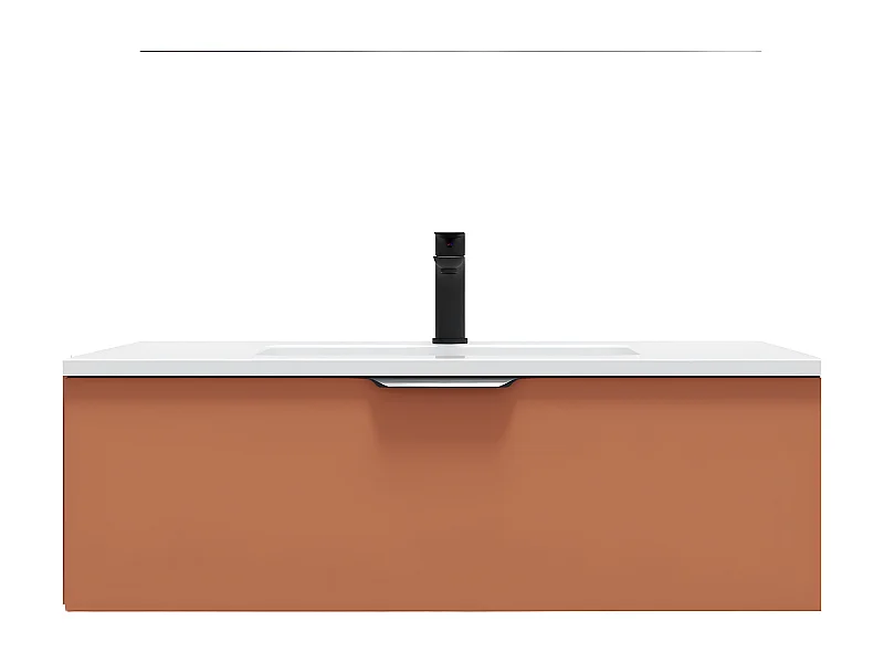 Meuble de salle de bain suspendu vasque intégrée 90cm 1 tiroir Terracotta - Soho