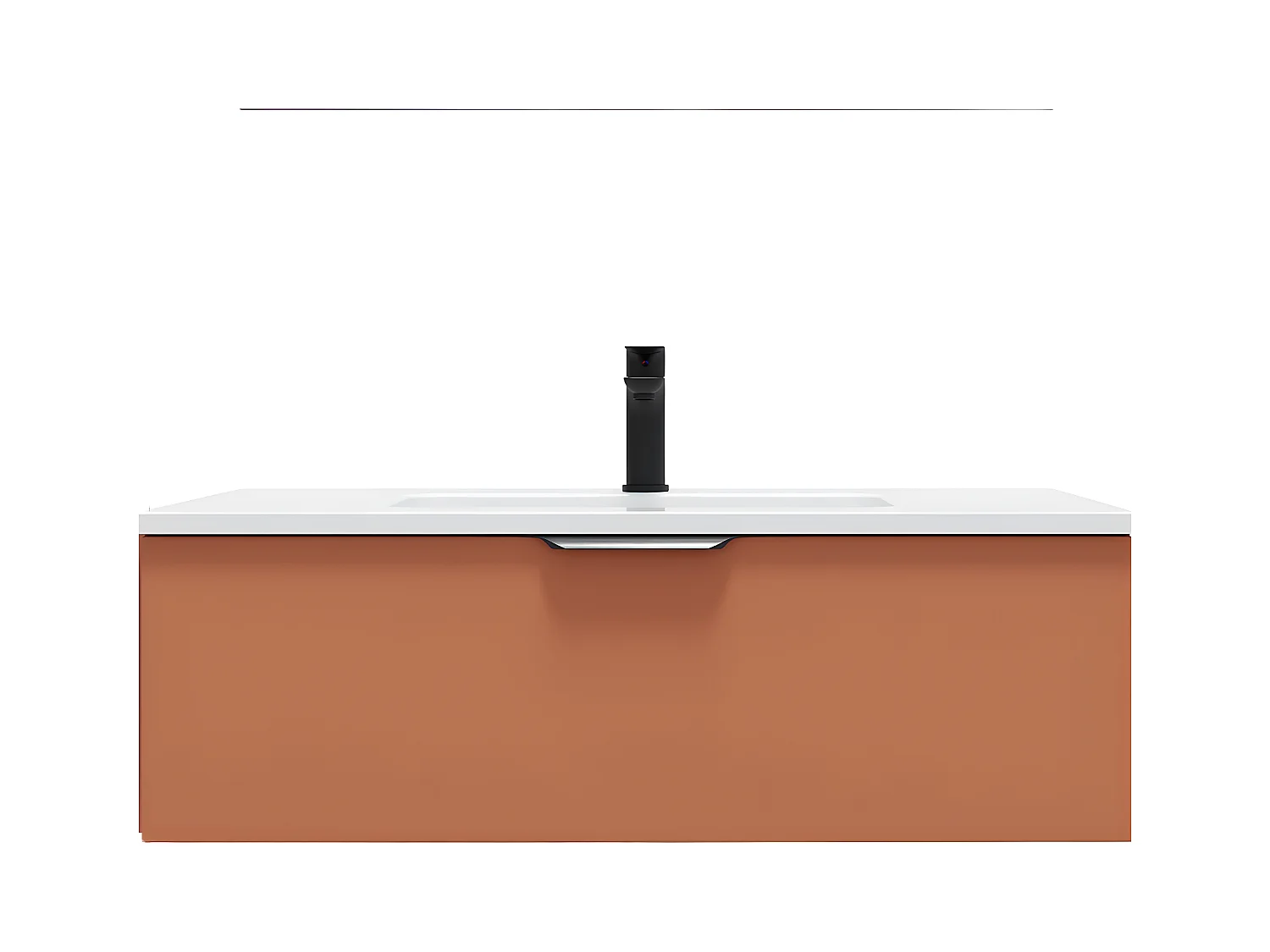 Meuble de salle de bain suspendu vasque intégrée 90cm 1 tiroir Terracotta - Soho