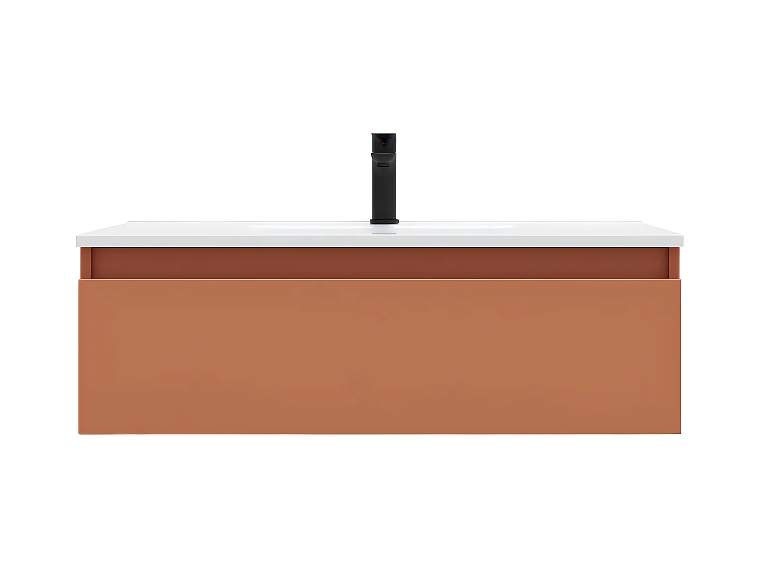 Meuble de salle de bain suspendu vasque intégrée 90cm 1 tiroir Terracotta - Hudson