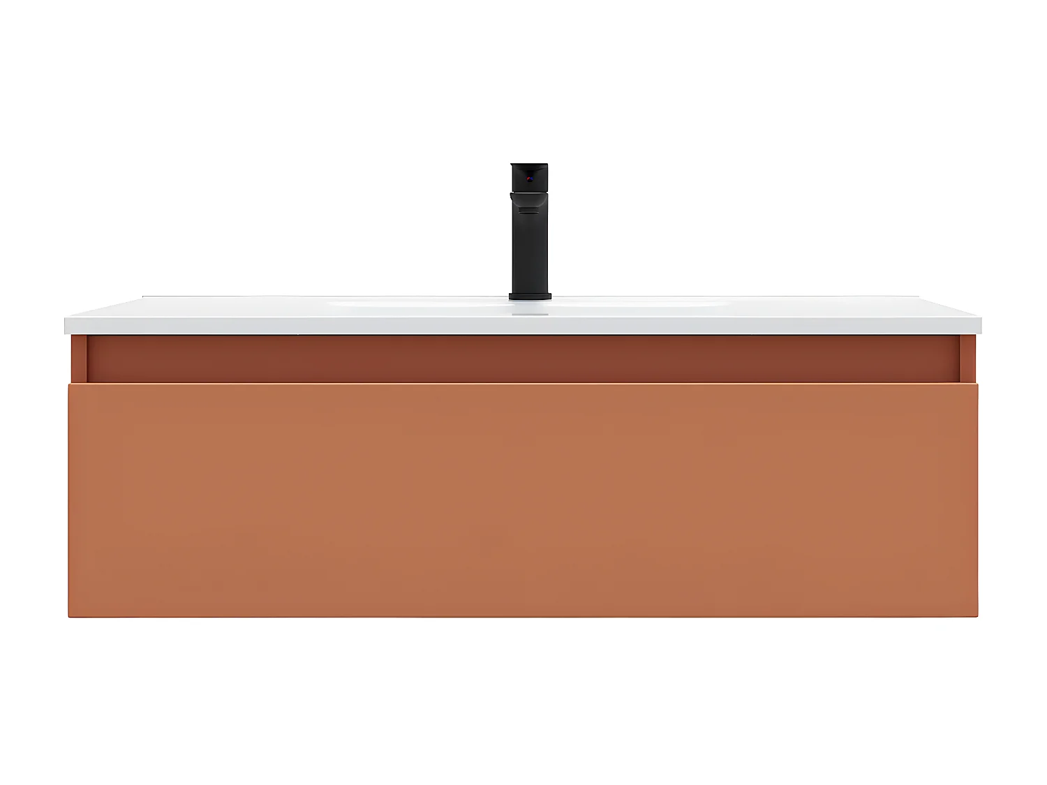 Meuble de salle de bain suspendu vasque intégrée 90cm 1 tiroir Terracotta - Hudson