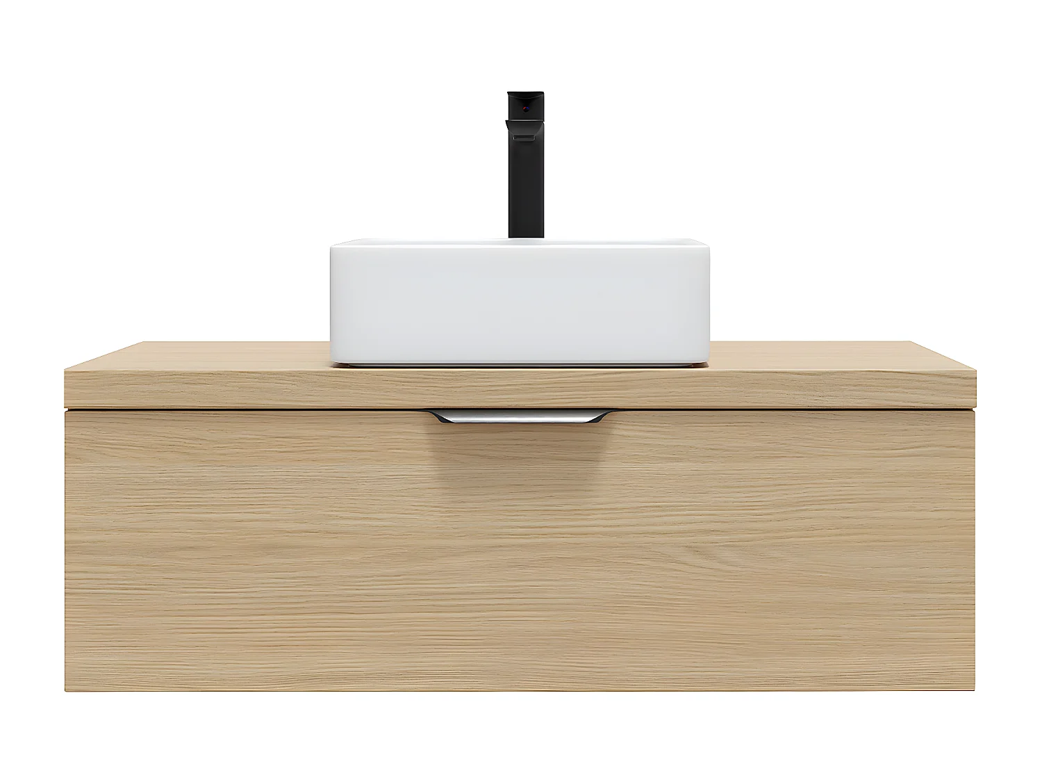 Meuble de salle de bain suspendu vasque à poser 90cm 1 tiroir Chêne clair - Venice