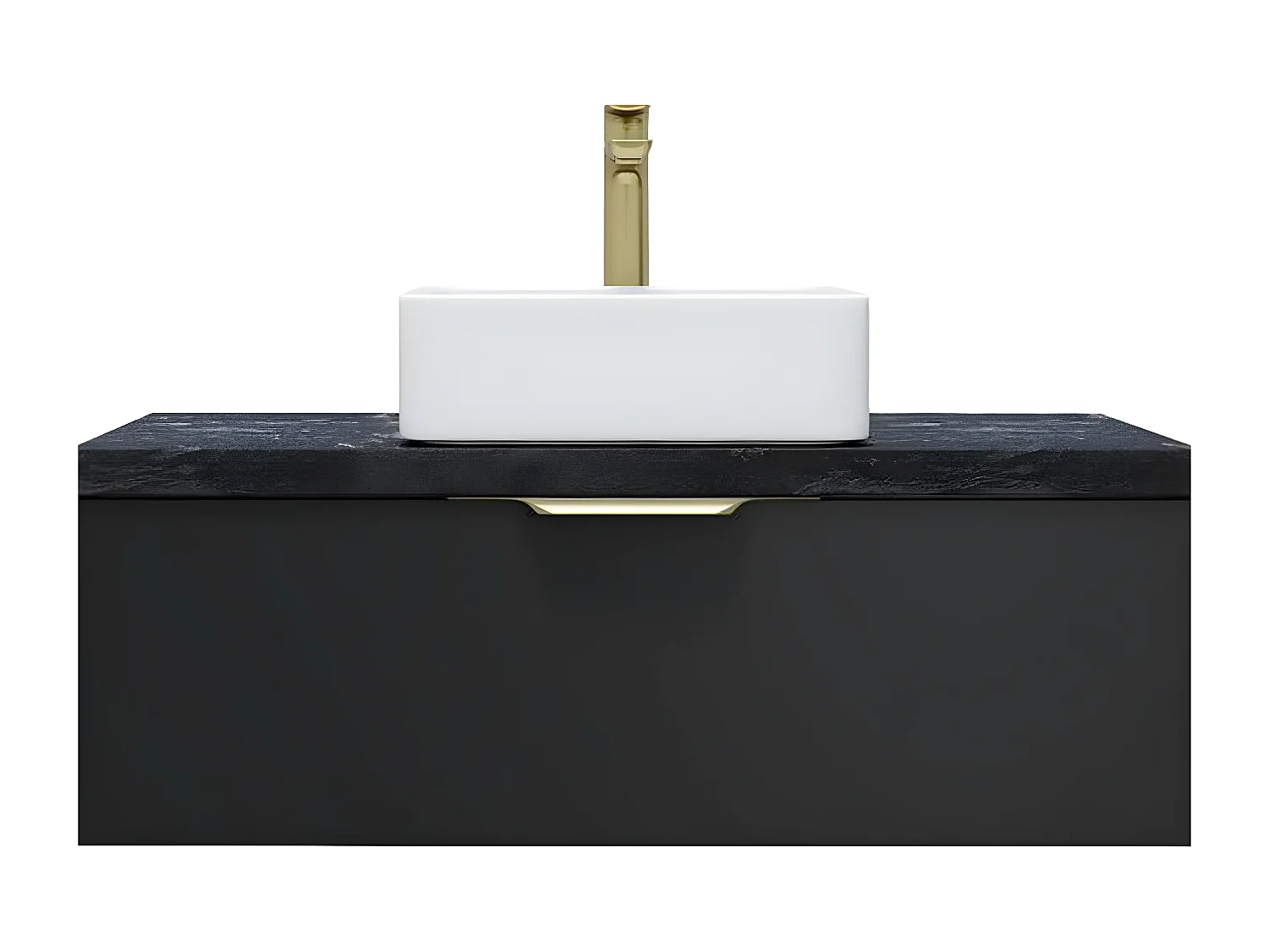 Meuble de salle de bain suspendu vasque à poser 90cm 1 tiroir Noir - Venice