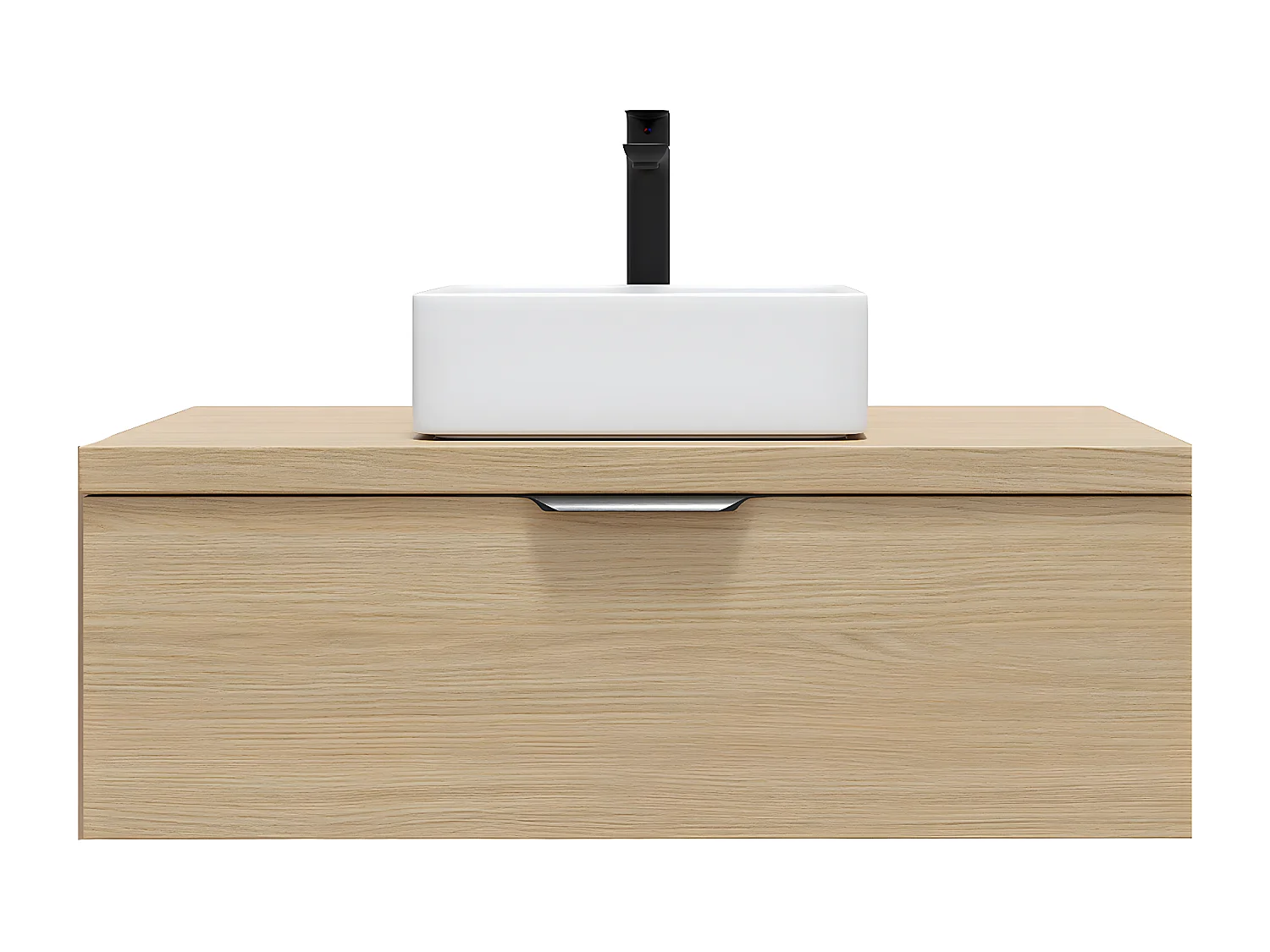 Meuble de salle de bain suspendu vasque à poser 90cm 1 tiroir Chêne clair - Soho