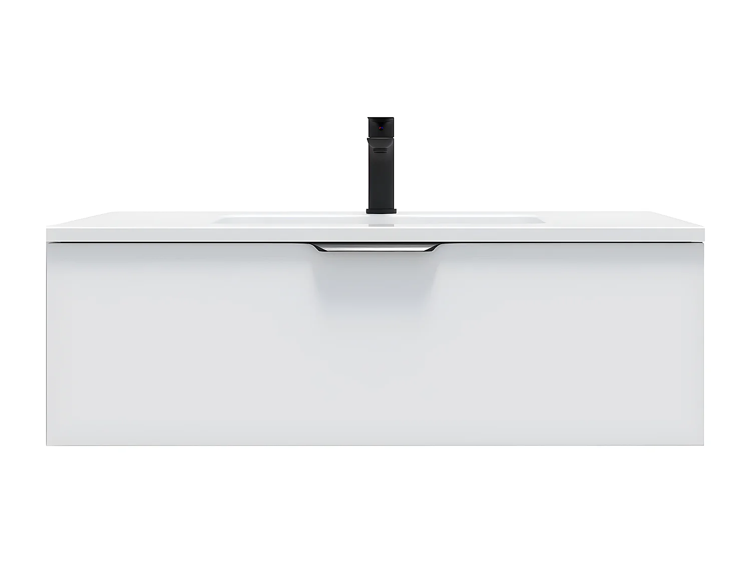 Meuble de salle de bain suspendu vasque intégrée 90cm 1 tiroir Blanc - Soho