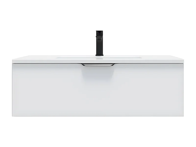 Meuble de salle de bain suspendu vasque intégrée 90cm 1 tiroir Blanc - Soho