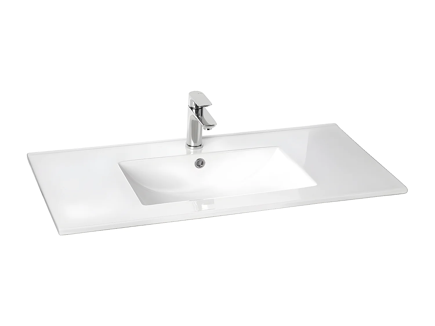 Meuble de salle de bain suspendu avec pieds vasque intégrée 90cm 2 portes Abricot + miroir - Chelsea