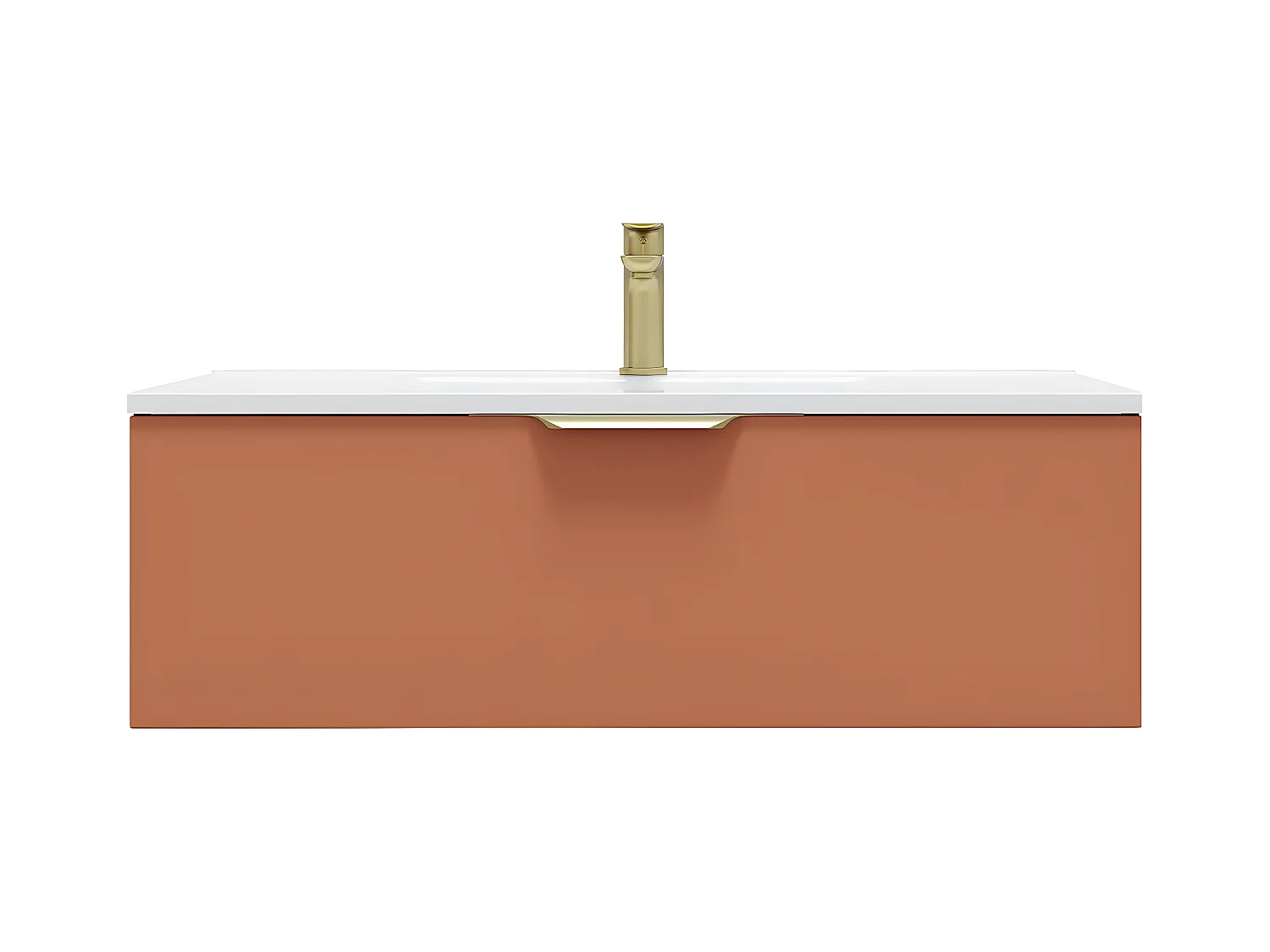 Meuble de salle de bain suspendu vasque intégrée 90cm 1 tiroir Terracotta - Venice