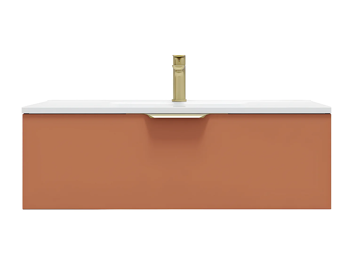 Meuble de salle de bain suspendu vasque intégrée 90cm 1 tiroir Terracotta - Venice