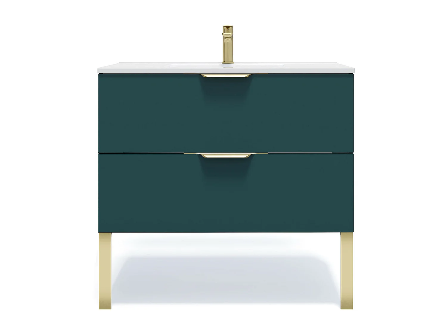 Meuble de salle de bain suspendu vasque intégrée 90cm 2 tiroirs Bleu - Venice