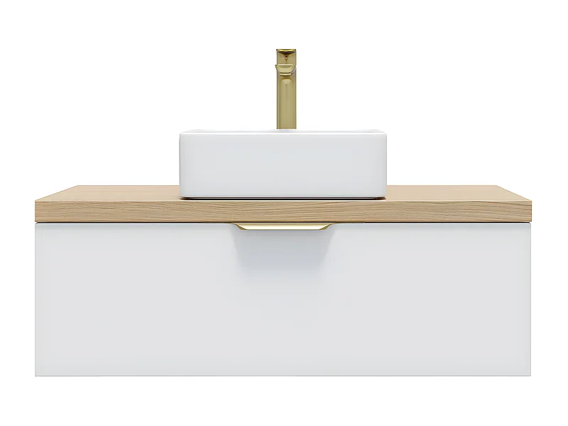 Meuble de salle de bain suspendu vasque à poser 90cm 1 tiroir Blanc - Venice