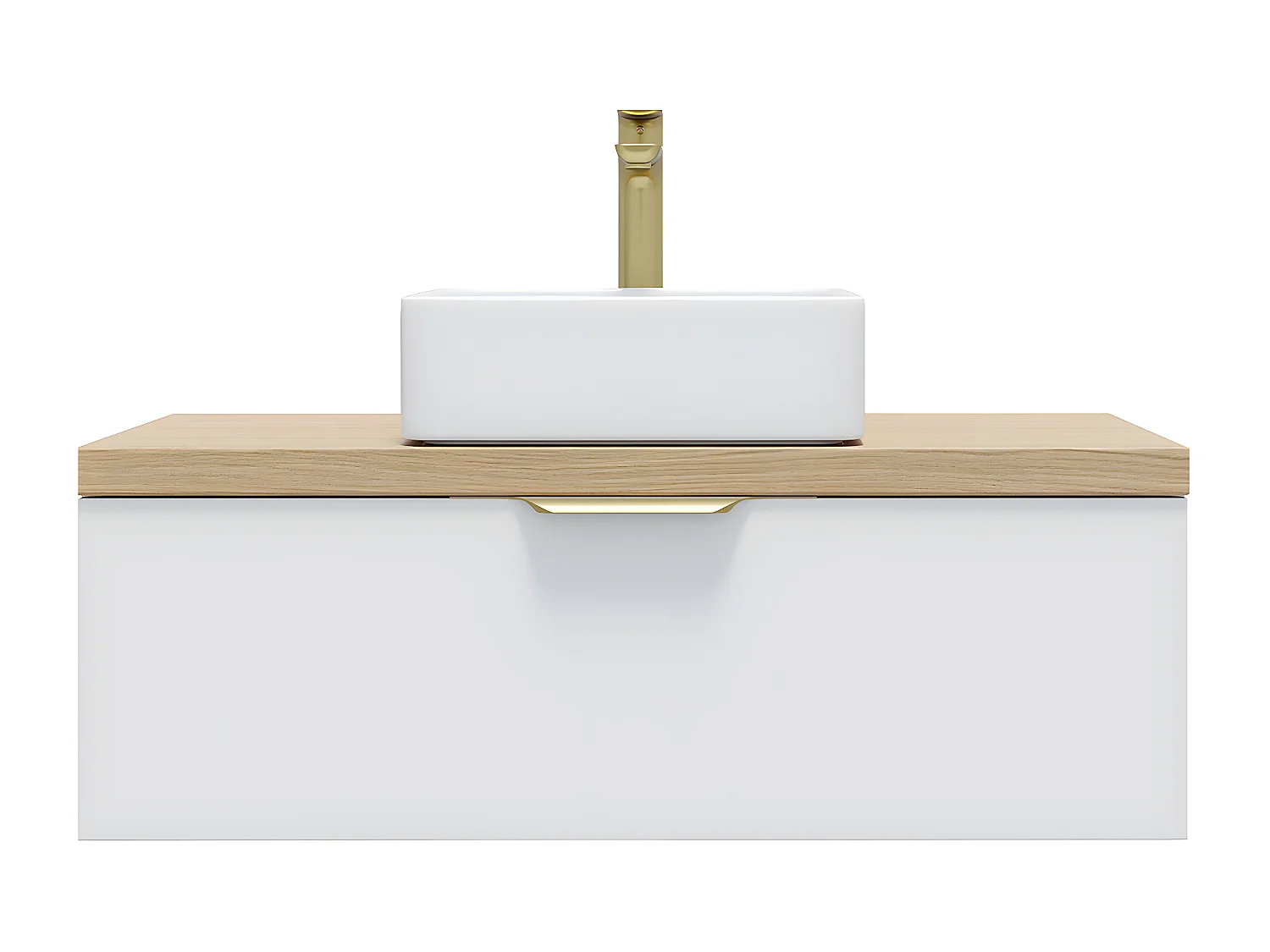 Meuble de salle de bain suspendu vasque à poser 90cm 1 tiroir Blanc - Venice