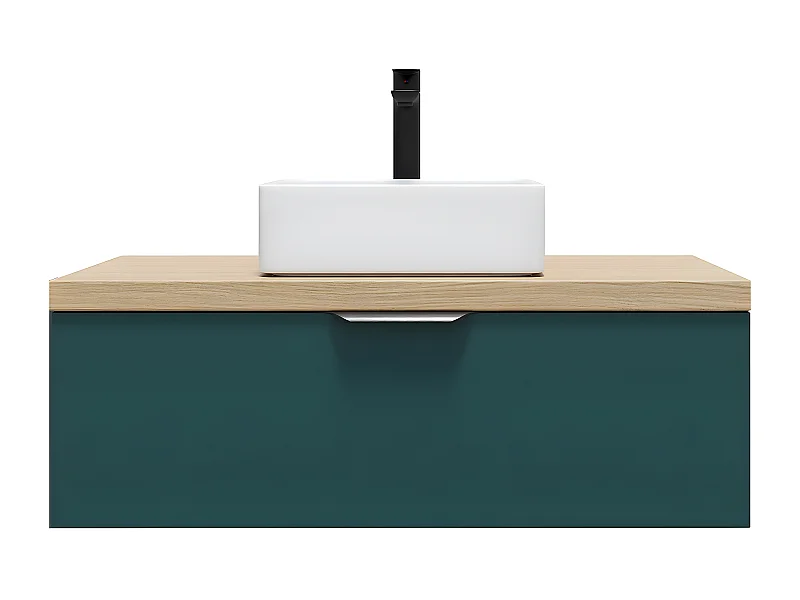 Meuble de salle de bain suspendu vasque à poser 90cm 1 tiroir Bleu - Soho