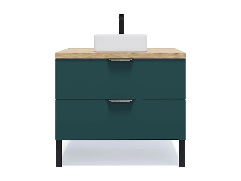 Meuble de salle de bain suspendu vasque à poser 90cm 2 tiroirs Bleu - Soho