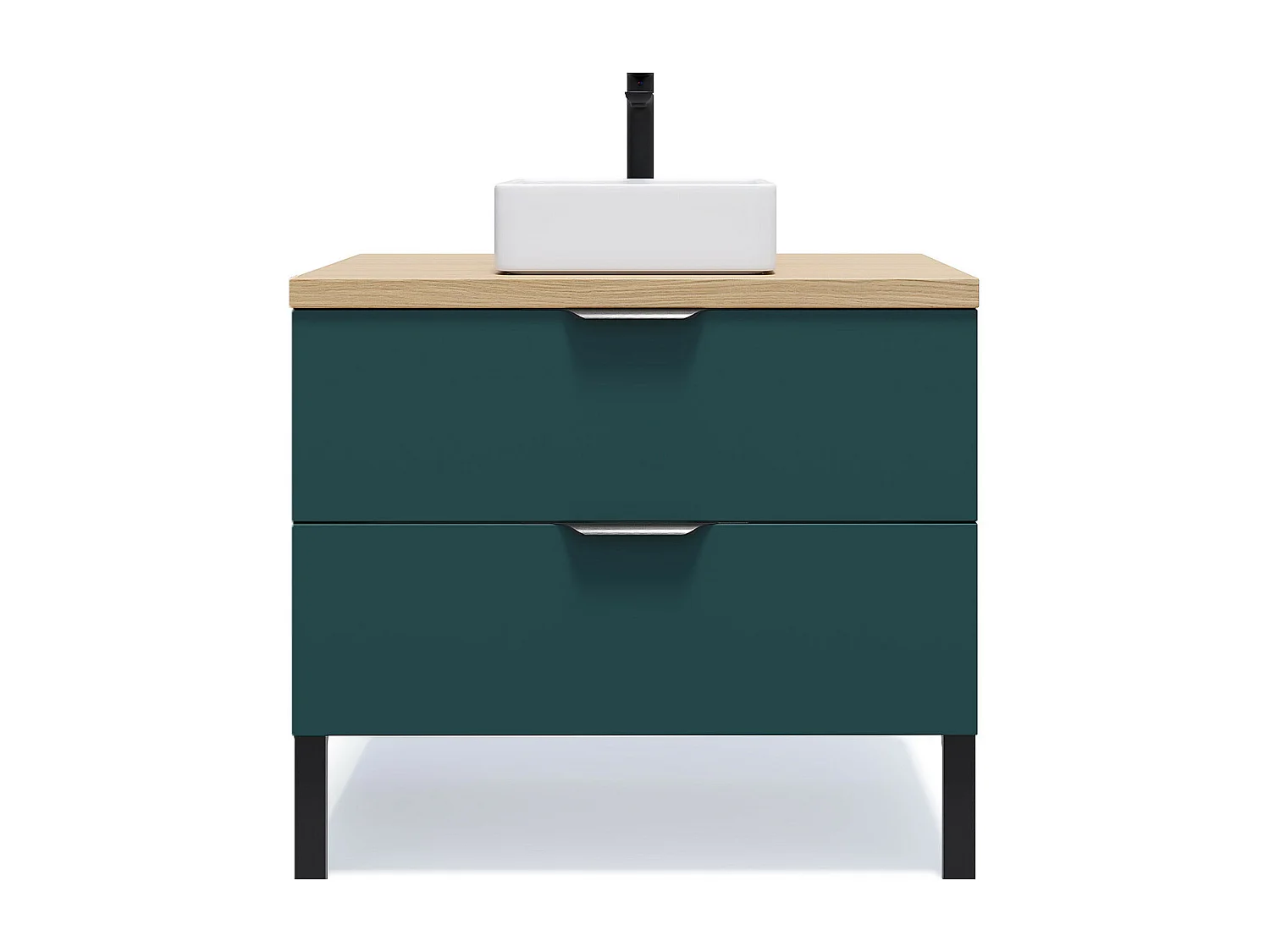 Meuble de salle de bain suspendu vasque à poser 90cm 2 tiroirs Bleu - Soho