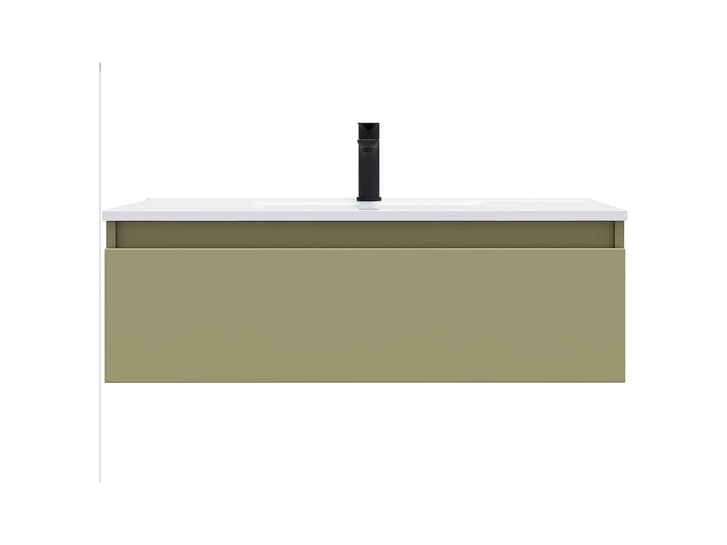 Meuble de salle de bain suspendu vasque intégrée 90cm 1 tiroir Vert olive - Hudson