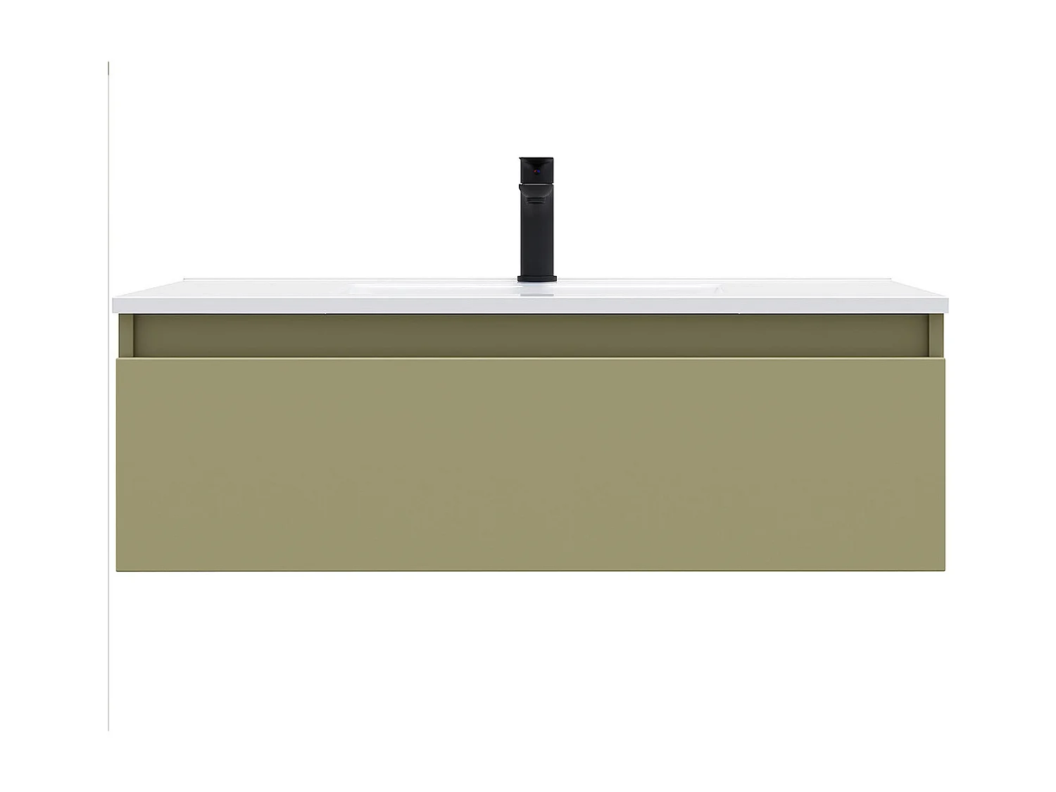 Meuble de salle de bain suspendu vasque intégrée 90cm 1 tiroir Vert olive - Hudson