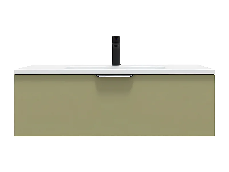 Meuble de salle de bain suspendu vasque intégrée 90cm 1 tiroir Vert olive - Soho