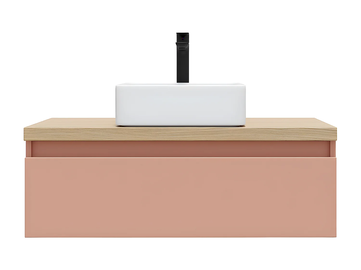 Meuble de salle de bain suspendu vasque à poser 90cm 1 tiroir Abricot - Hudson