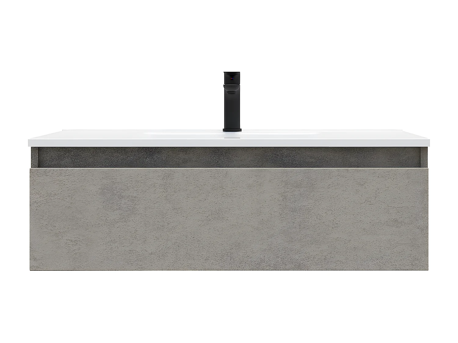 Meuble de salle de bain suspendu vasque intégrée 90cm 1 tiroir façon Béton - Hudson