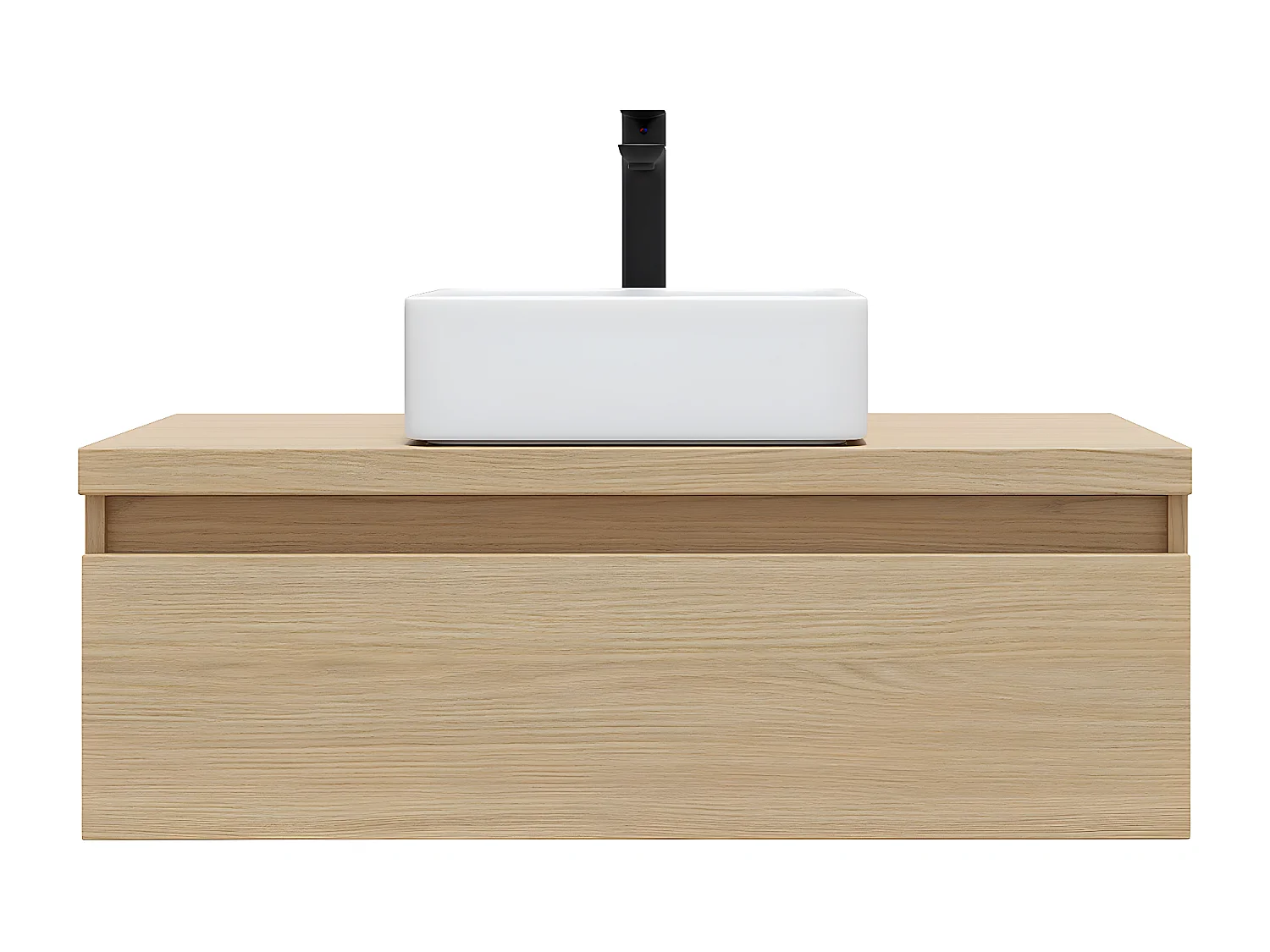 Meuble de salle de bain suspendu vasque à poser 90cm 1 tiroir Chêne clair - Hudson