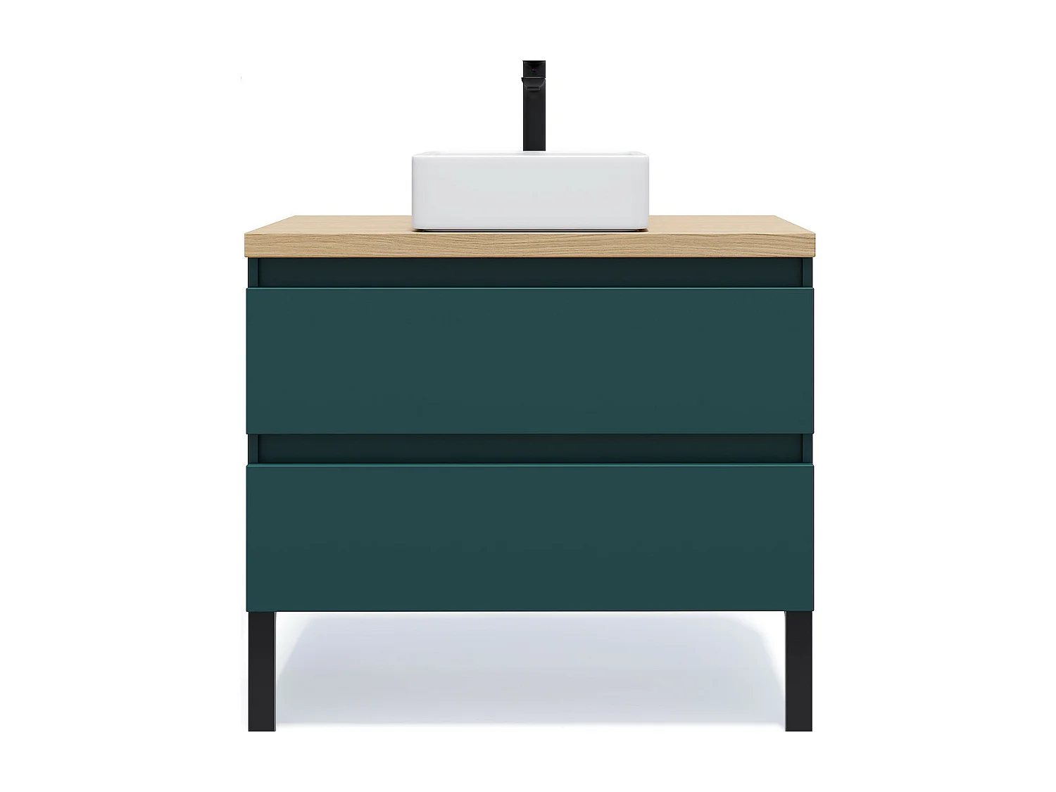 Meuble de salle de bain suspendu vasque à poser 90cm 2 tiroirs Bleu - Hudson