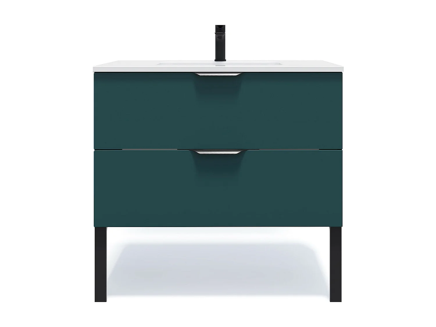 Meuble de salle de bain suspendu vasque intégrée 90cm 2 tiroirs Bleu - Soho