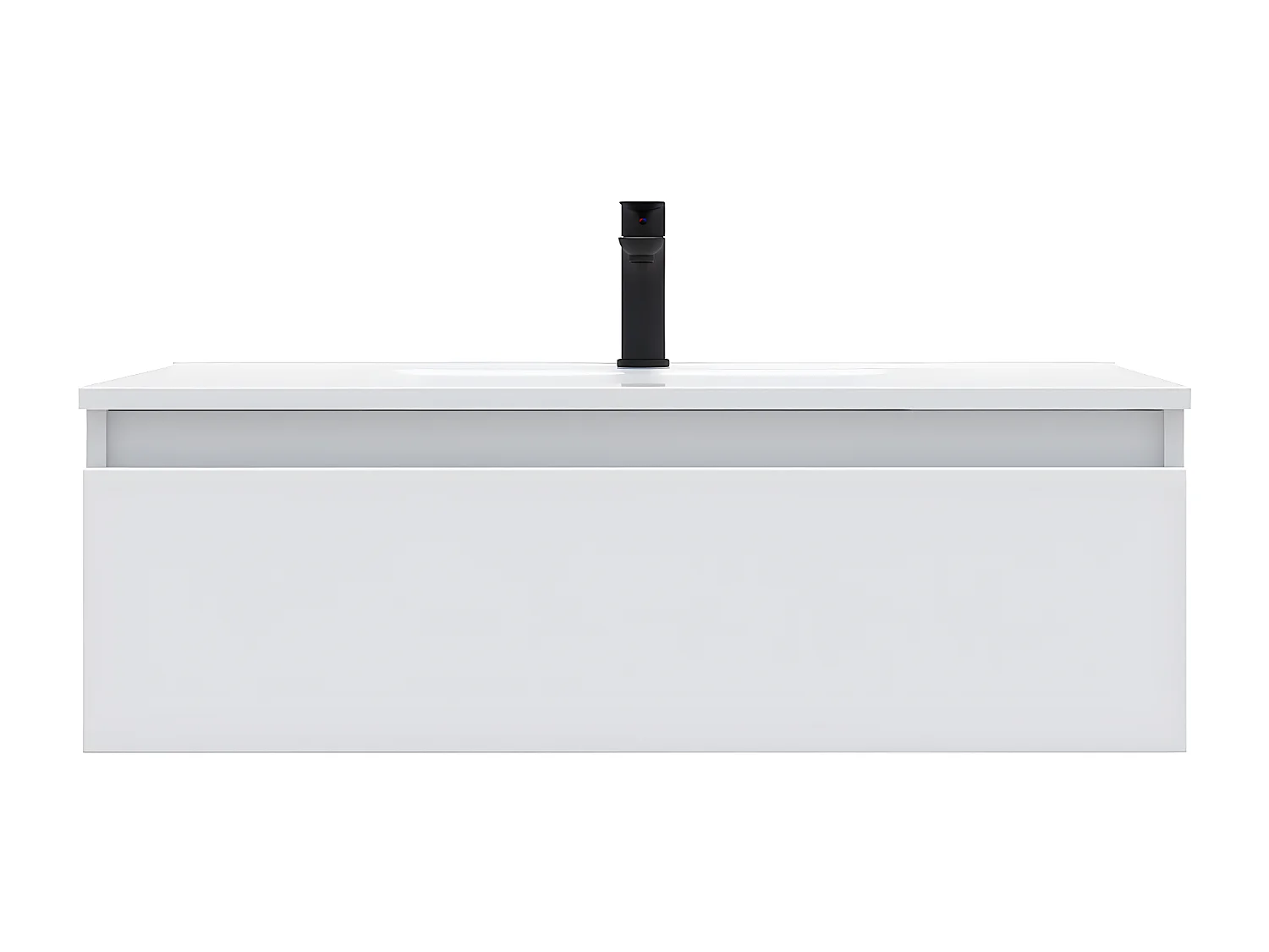 Meuble de salle de bain suspendu vasque intégrée 90cm 1 tiroir Blanc - Hudson