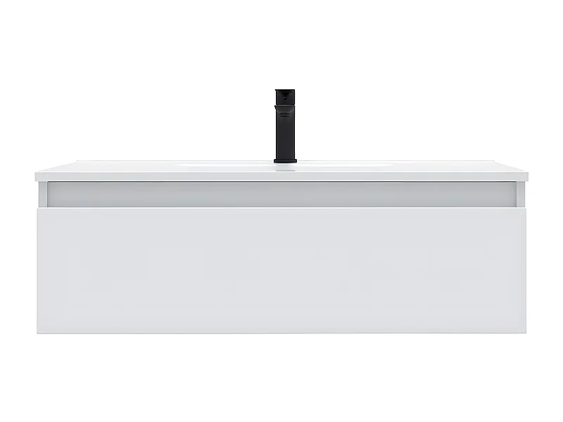 Meuble de salle de bain suspendu vasque intégrée 90cm 1 tiroir Blanc - Hudson
