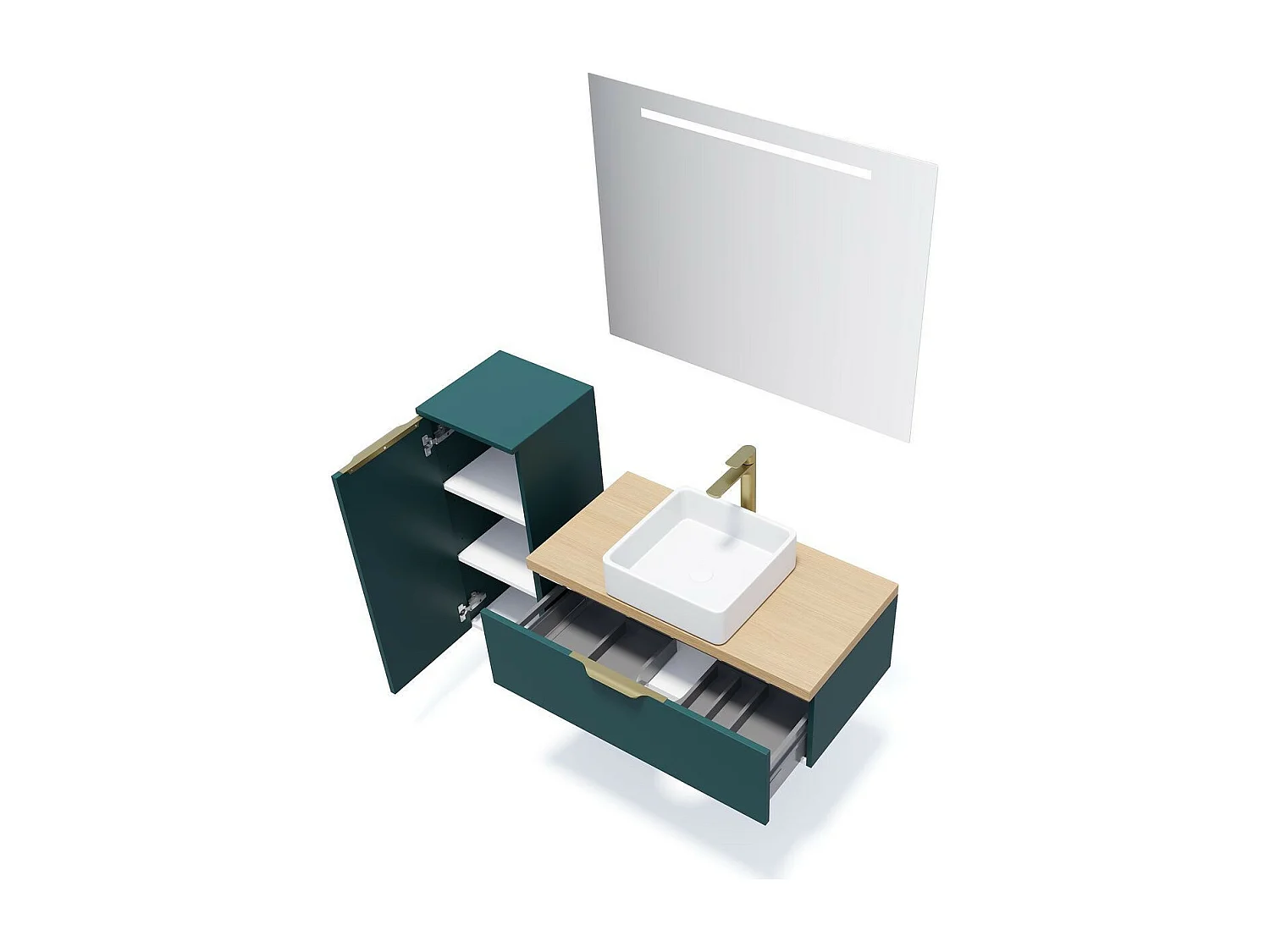 Meuble de salle de bain suspendu vasque à poser 90cm 1 tiroir Bleu - Venice