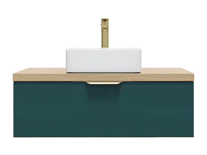 Meuble de salle de bain suspendu vasque à poser 90cm 1 tiroir Bleu - Venice