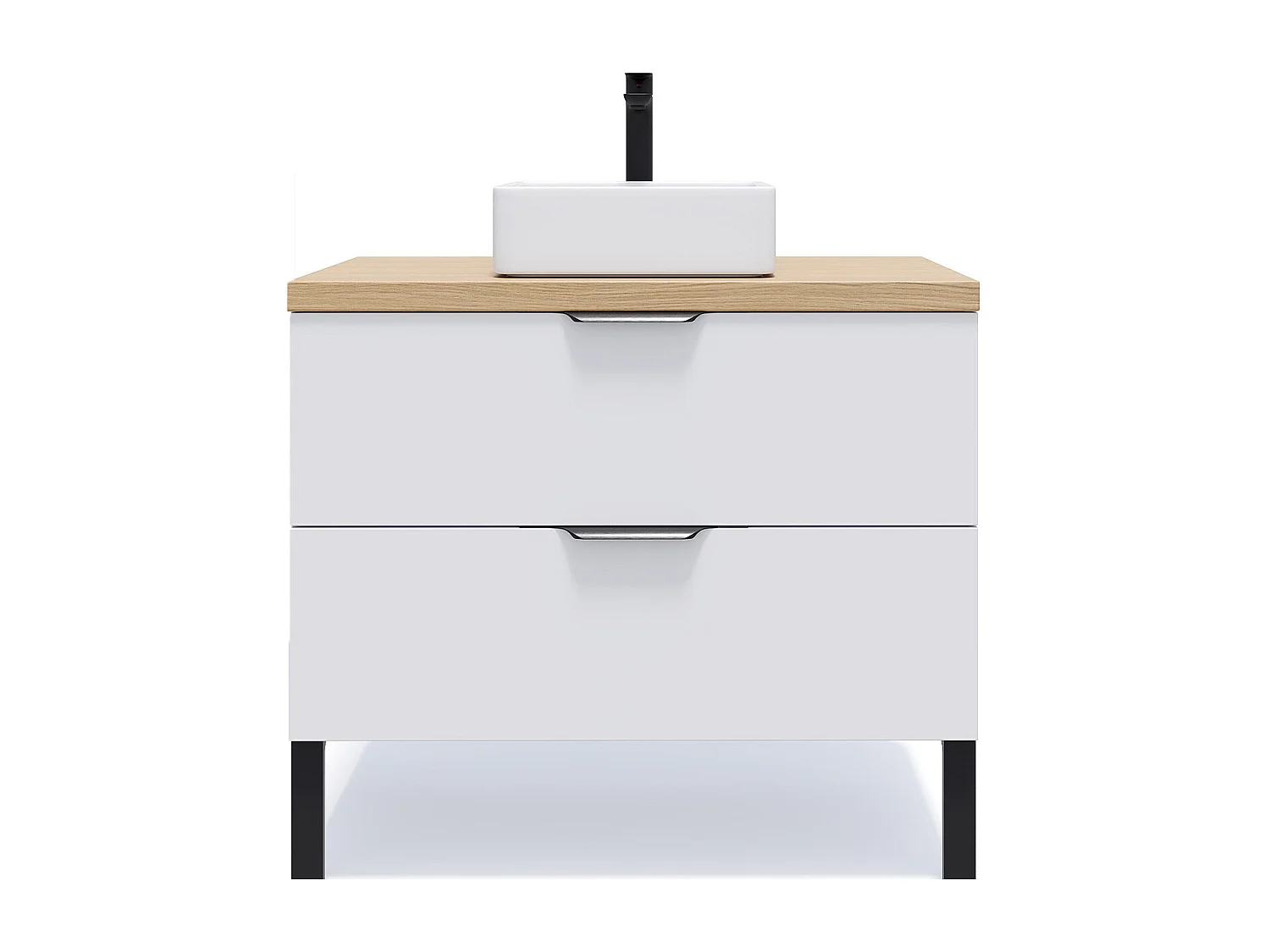 Meuble de salle de bain suspendu vasque à poser 90cm 2 tiroirs Blanc - Soho