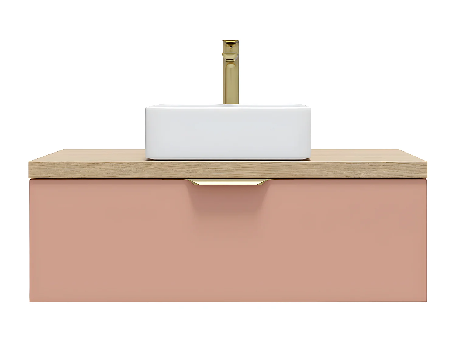 Meuble de salle de bain suspendu vasque à poser 90cm 1 tiroir Abricot - Venice