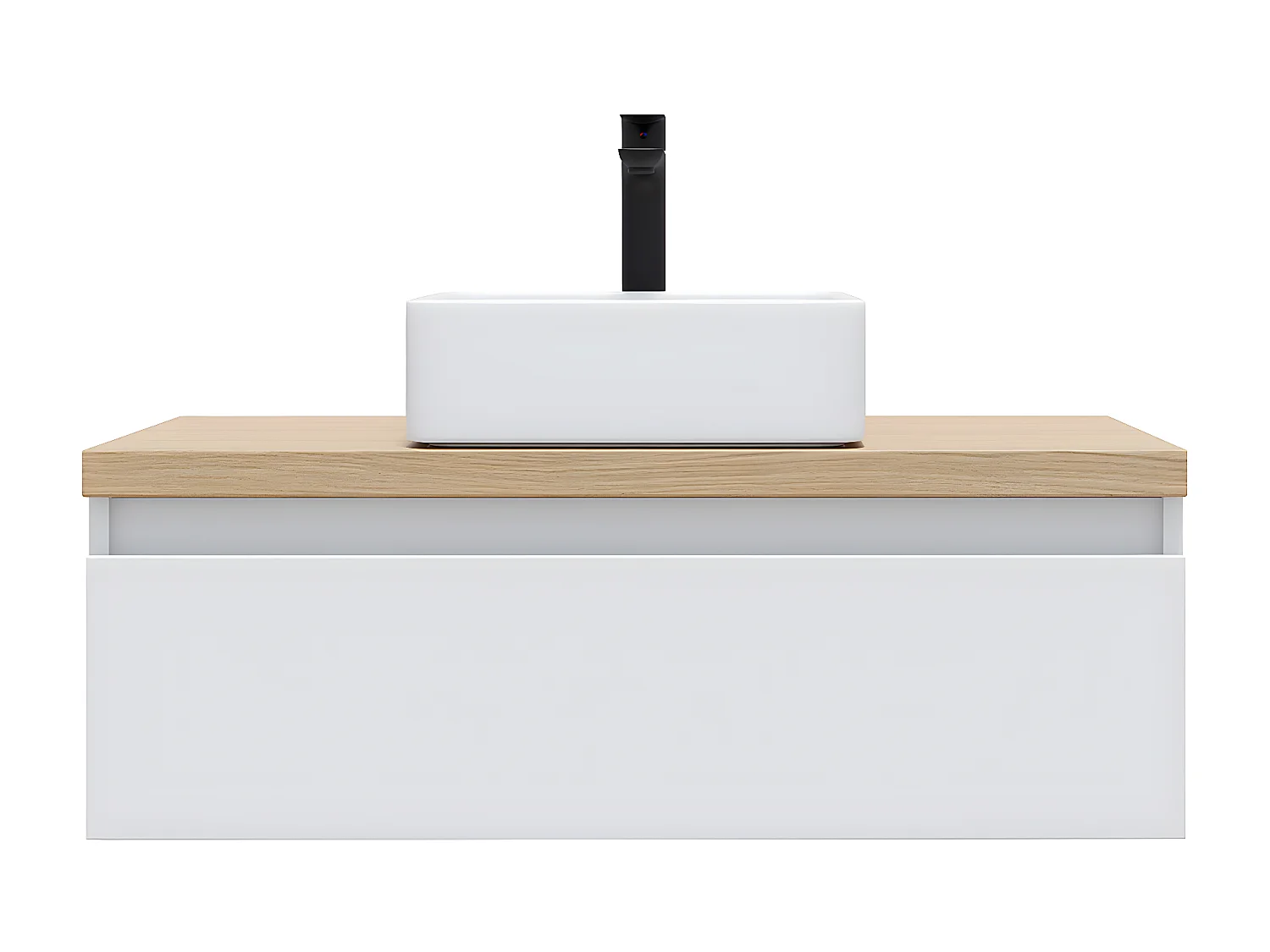 Meuble de salle de bain suspendu vasque à poser 90cm 1 tiroir Blanc - Hudson