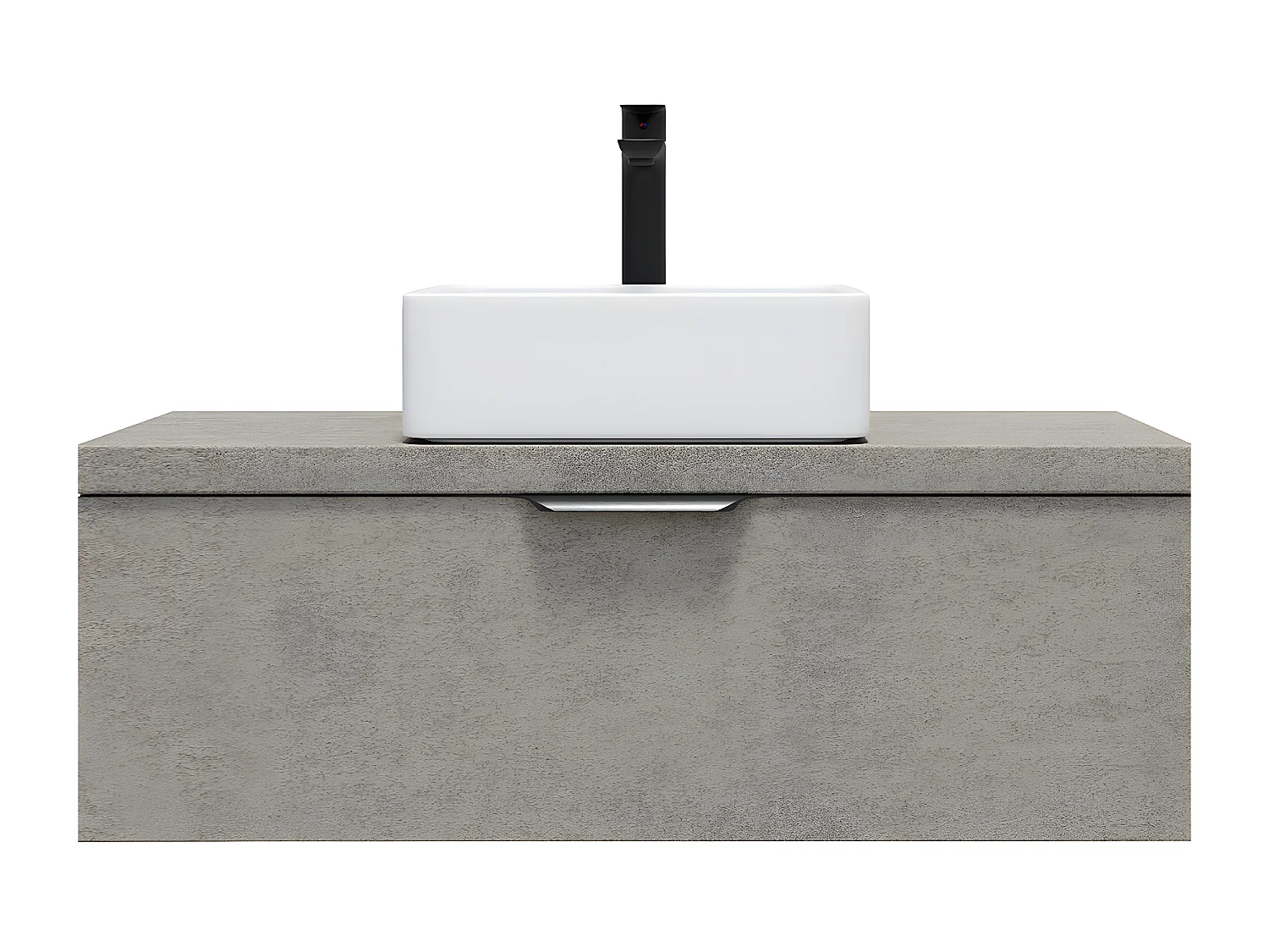 Meuble de salle de bain suspendu vasque à poser 90cm 1 tiroir façon Béton - Venice