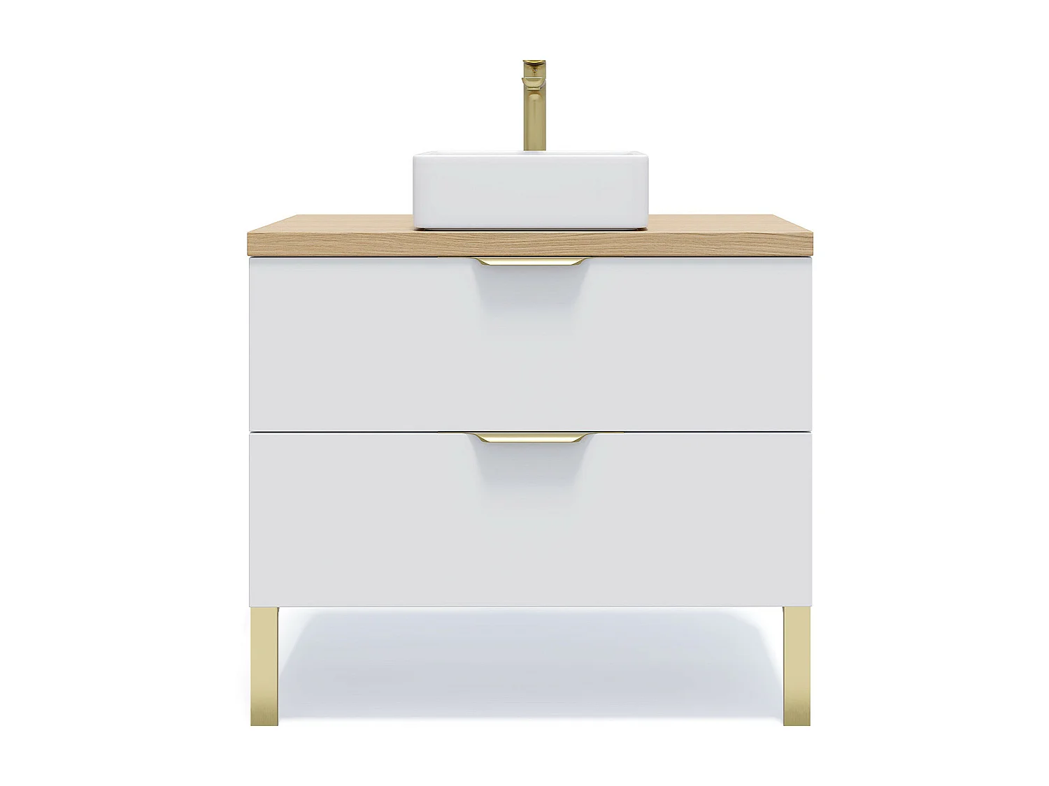 Meuble de salle de bain suspendu vasque à poser 90cm 2 tiroirs Blanc - Venice