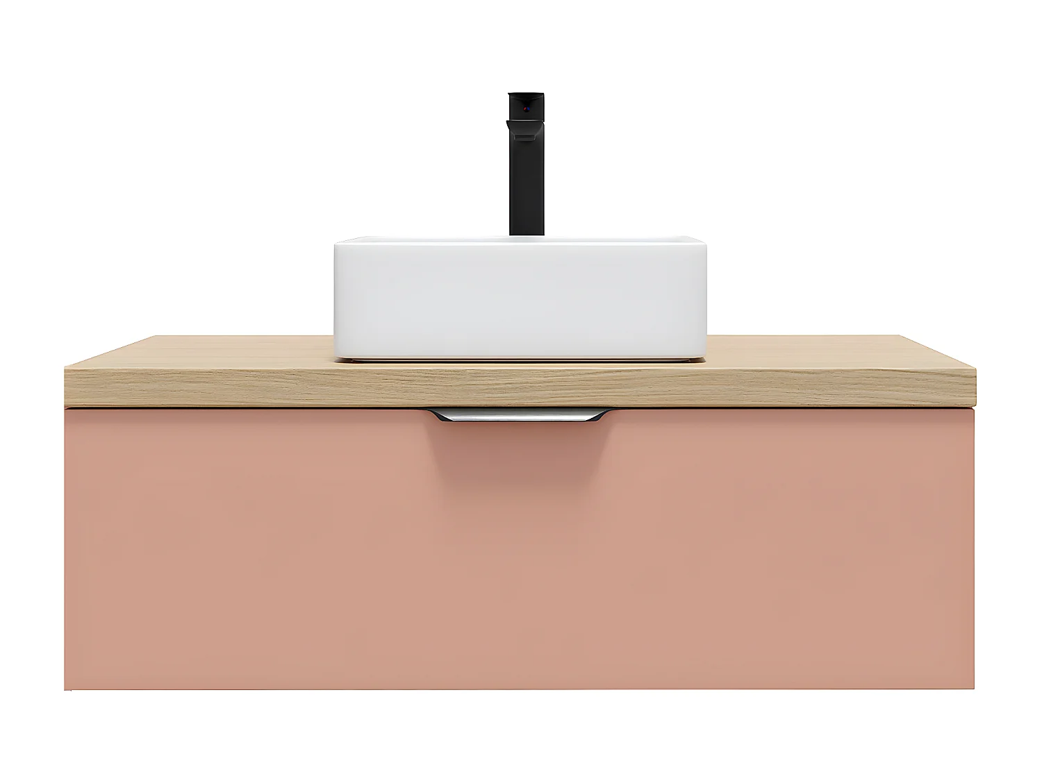 Meuble de salle de bain suspendu vasque à poser 90cm 1 tiroir Abricot - Soho