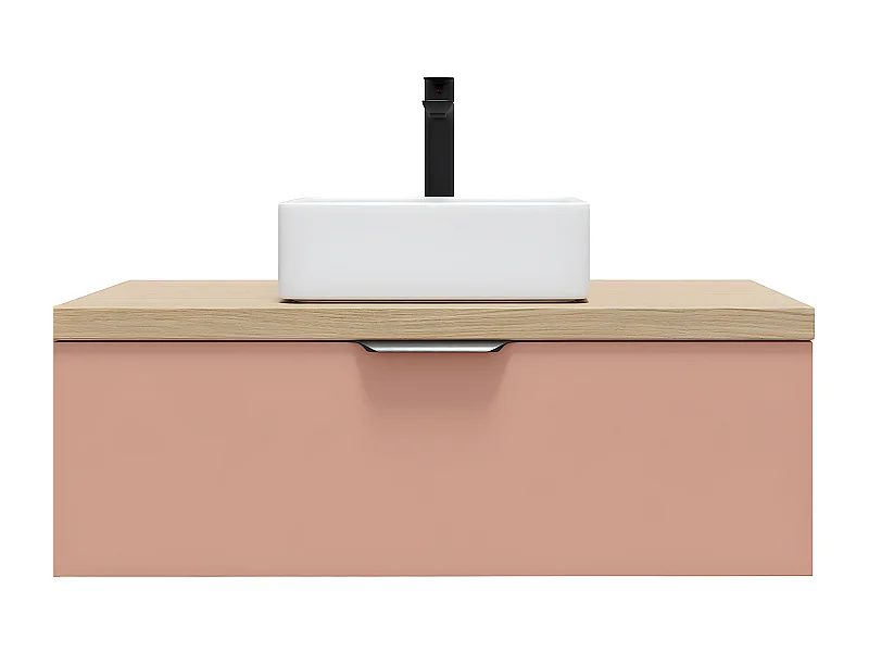 Meuble de salle de bain suspendu vasque à poser 90cm 1 tiroir Abricot - Soho