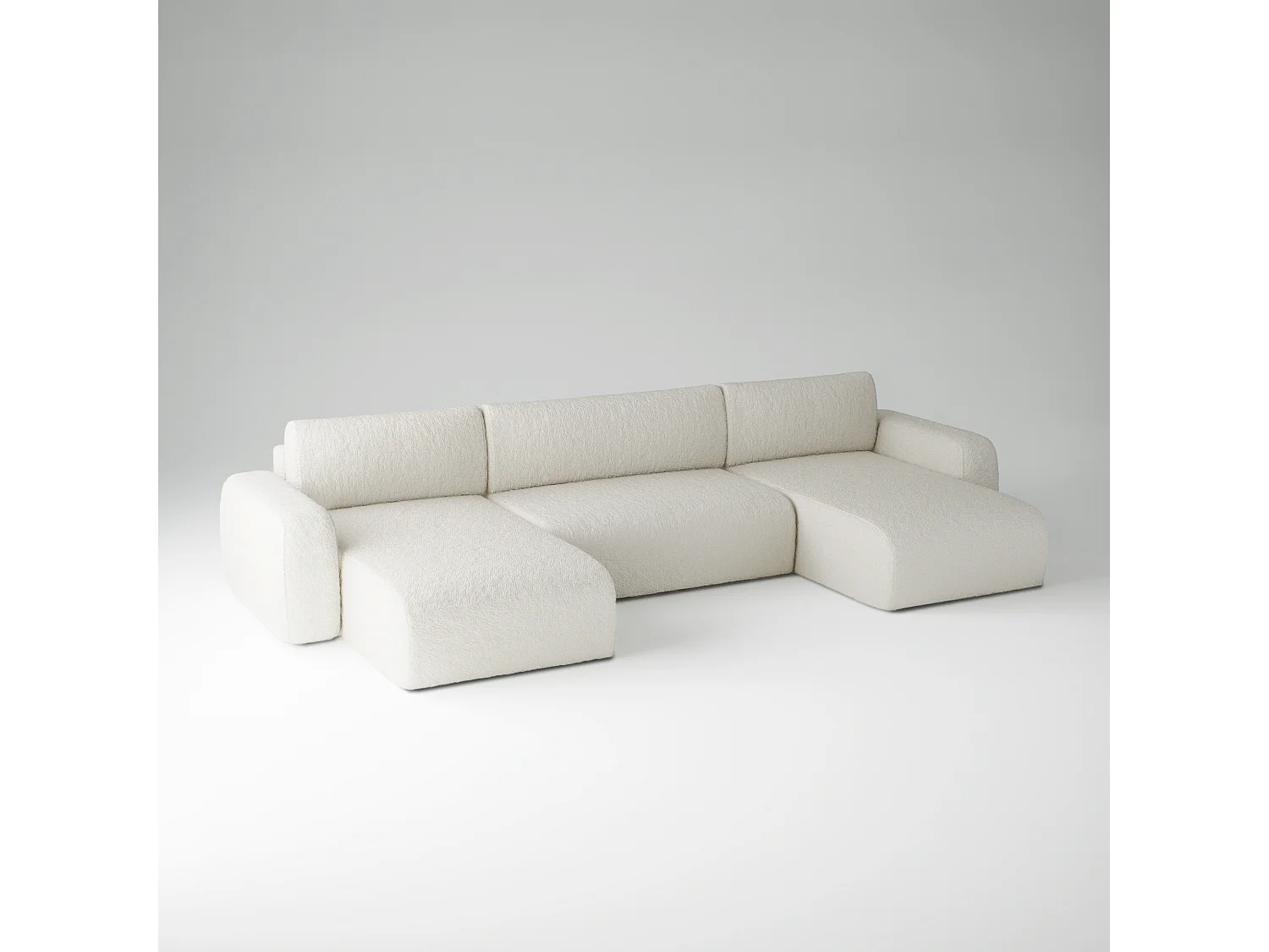 PANORAMASOFA Bouclé Stoff Sassari U Elfenbein (Anthology 1)