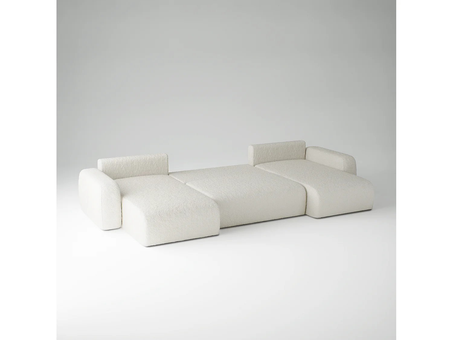 PANORAMASOFA Bouclé Stoff Sassari U Elfenbein (Anthology 1)