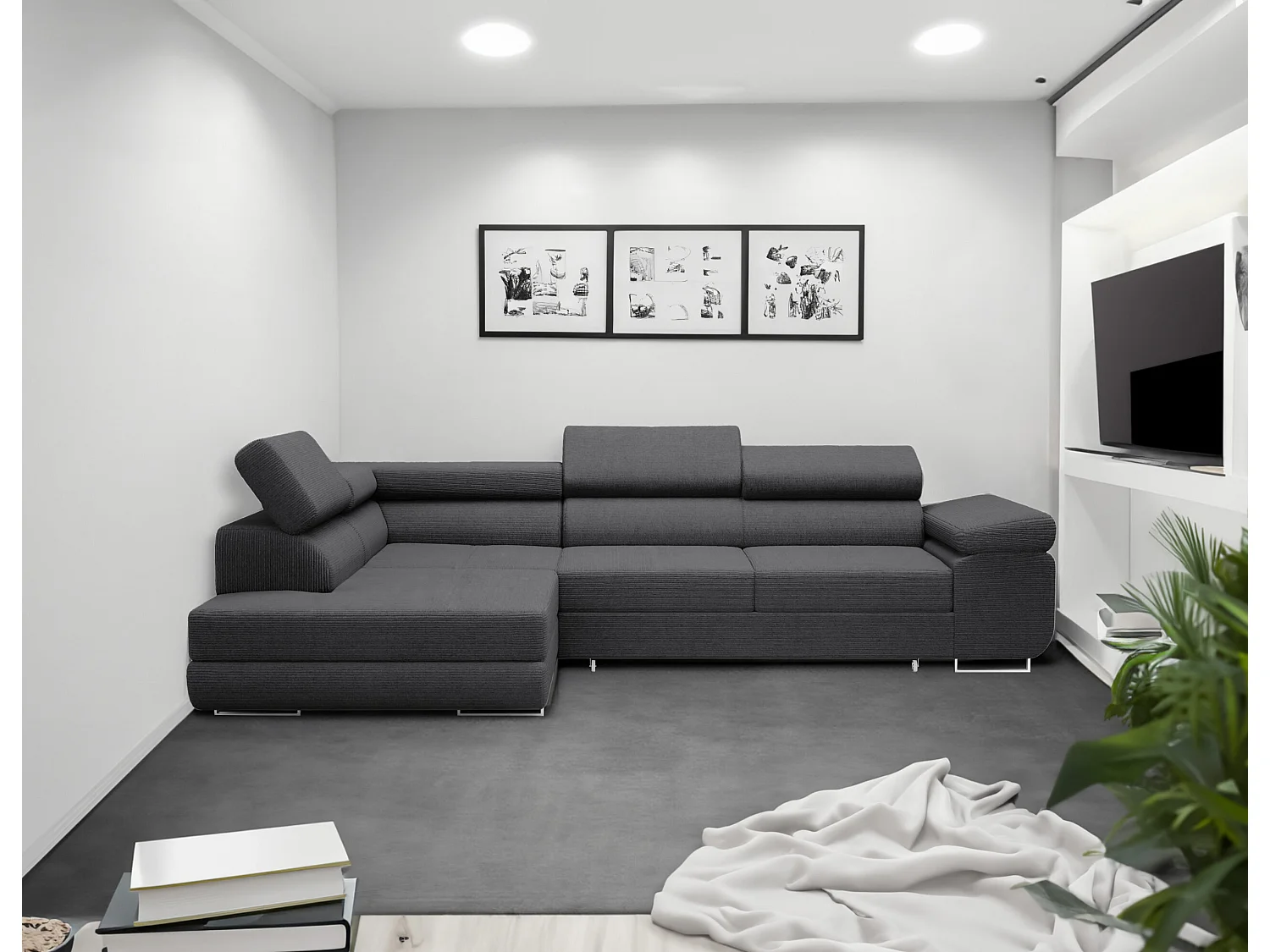 ECKSOFA Schlaffunktion Kosma Dunkelgrau (Poso 34)