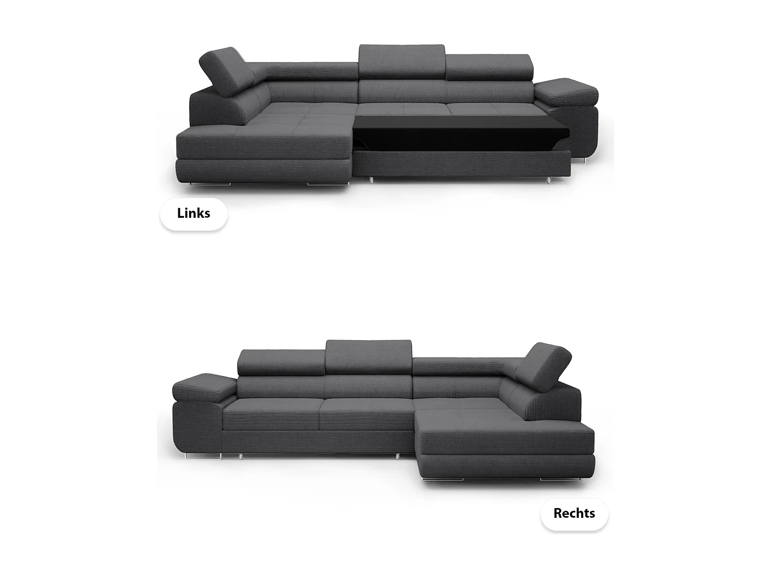 ECKSOFA Schlaffunktion Kosma Dunkelgrau (Poso 34)